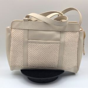 Vintage Elegant Cream Woven Tote Bag
